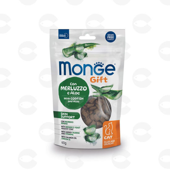 Picture of Բարձիկներ կատուների համար՝ MONGE GIFT, Grain Free, Skin Support, գոդ ֆիշ/ալոե, 60 գ