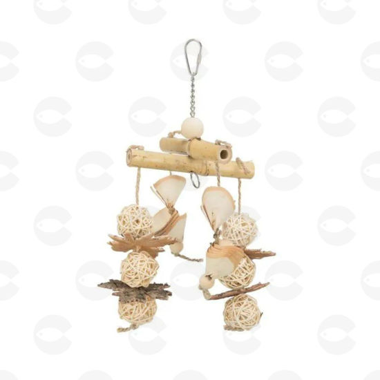 Picture of Թռչունների խաղալիք` սիզալե պարանով, ծղոտից գնդակներ և բամբուկից դեկորներ, 31 սմ