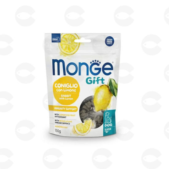 Picture of Հյուրասիրություն շների համար՝ MONGE GIFT, Grain Free, Immunity Support, Super M, ճագար/լիմոն, 150 գ