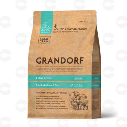 Picture of GRANDORF Dog Medium & Maxi չոր կեր 4 տեսակի միսով (գառ, հնդկահավ, բադ, վայրի վարազ) շների համար, 10 կգ