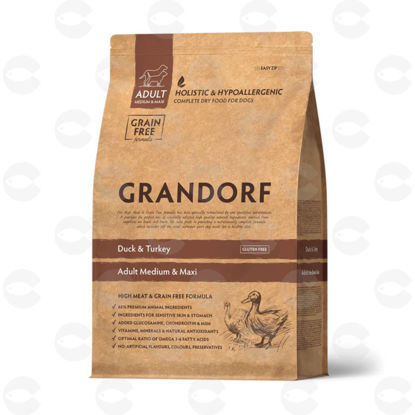 Picture of GRANDORF Dog Medium & Maxi չոր կեր բադի և հնդկահավի մսով շների համար, 10 կգ