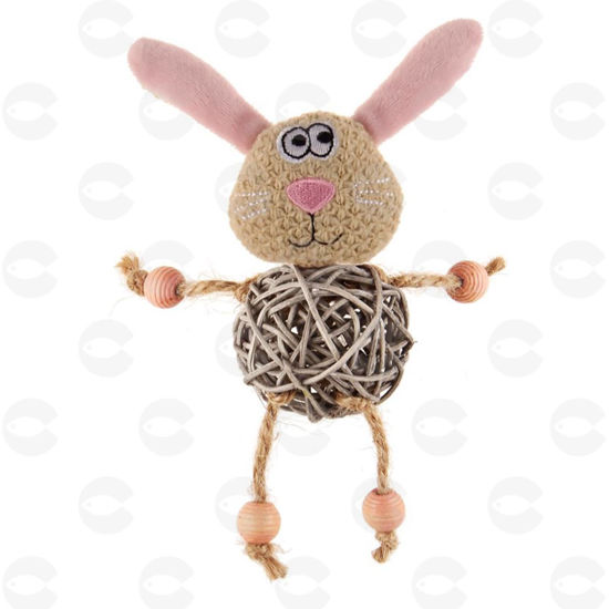 Picture of Gigwi CATCH & SCRATCH ECO խաղալիք կատուների համար «Նապաստակ» հյուսված գնդիկով և զանգակով, 8 սմ